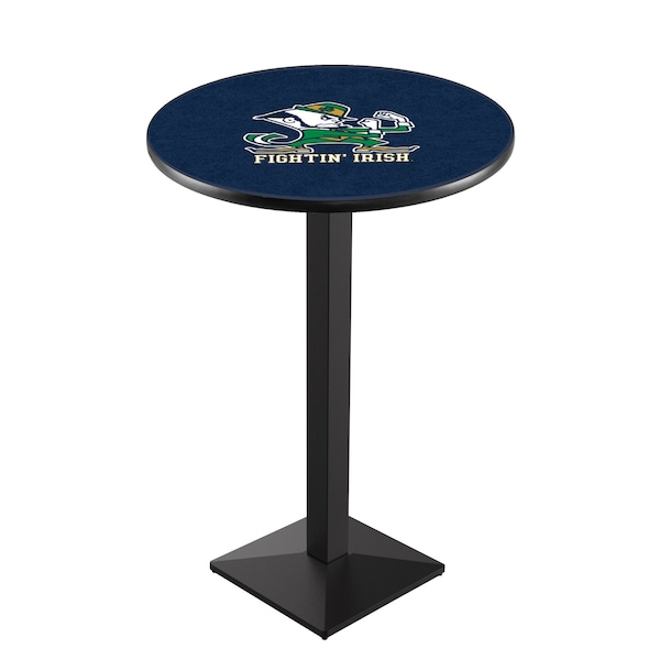 42" Blk Wrinkle Notre Dame Leprechaun Pub Table, 36" dia. Top